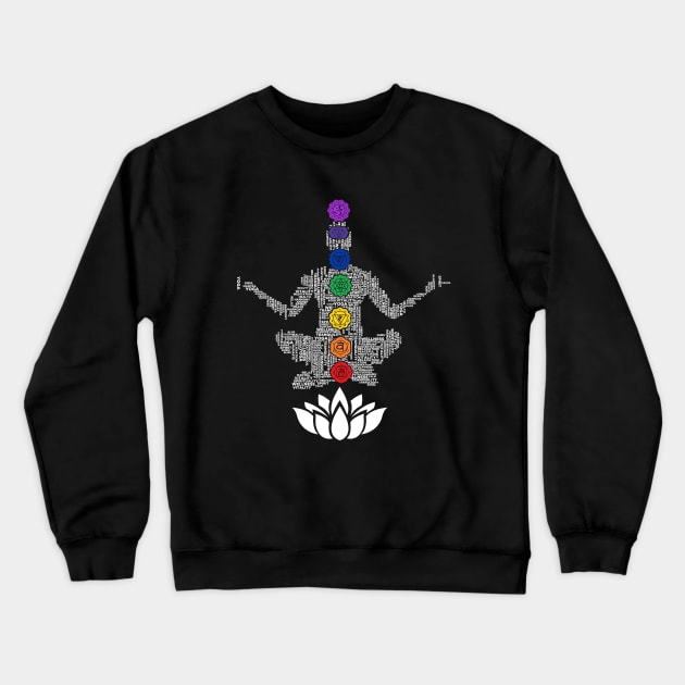 Typography Yoga Chakras II Crewneck Sweatshirt by Nirvanax Studio